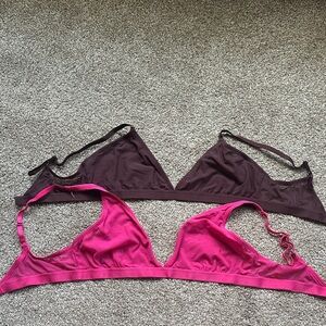 Elegant Pink and Brown Bralette Duo